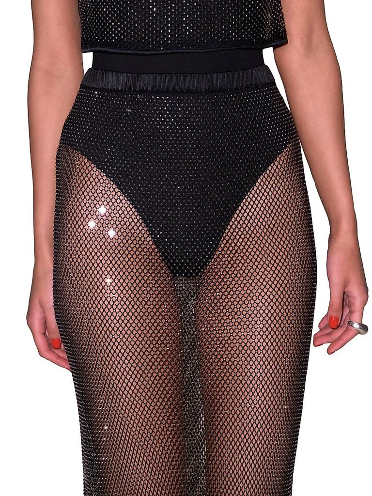 Fleur du Mal Rhinestone Fishnet Maxi Skirt 6