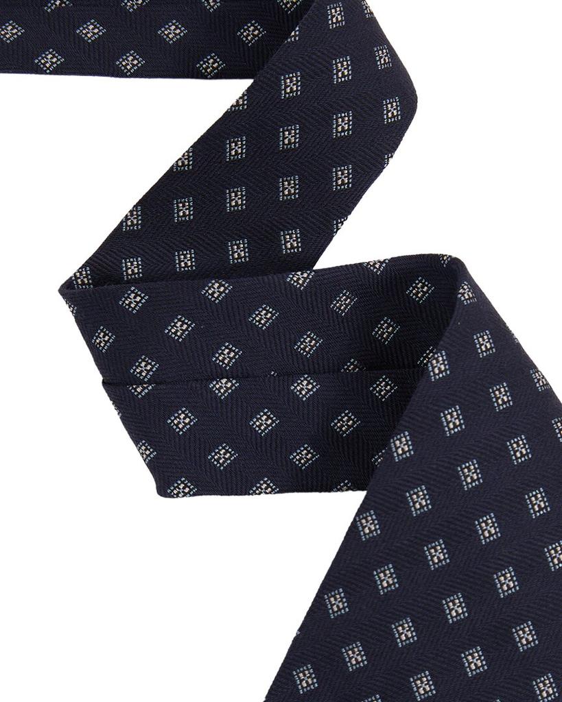REISS Rimini Navy Textured Square Wool & Silk-Blend Tie