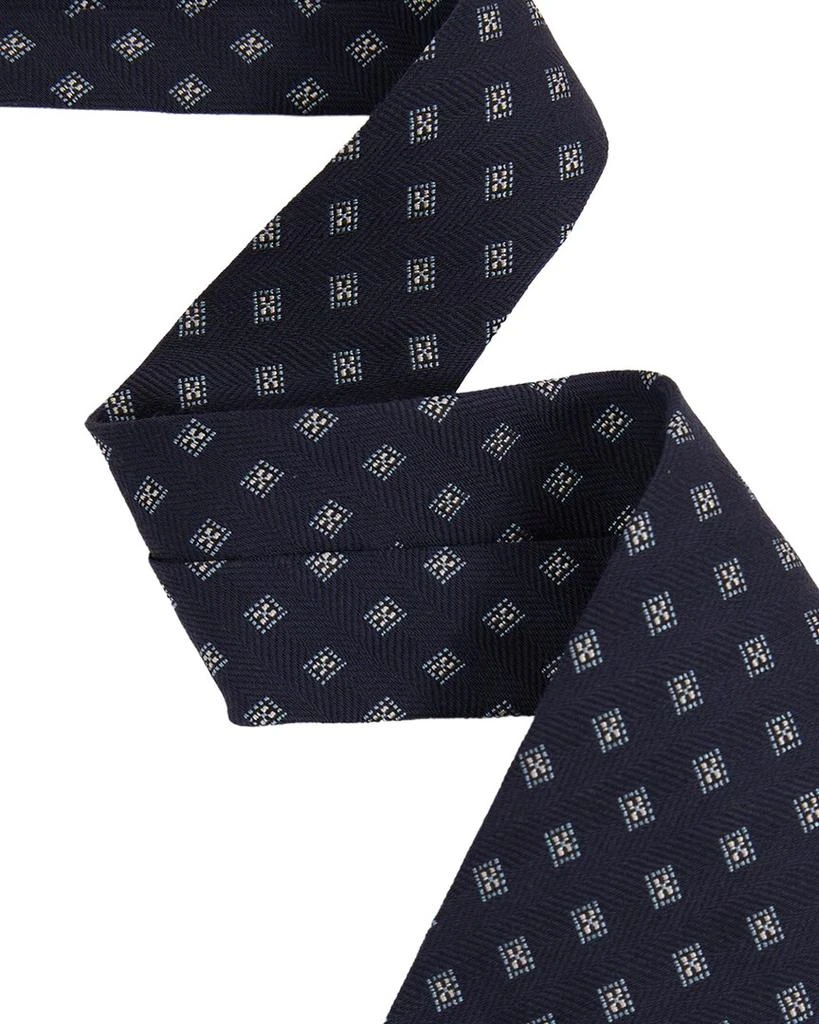 REISS Rimini Navy Textured Square Wool & Silk-Blend Tie 2
