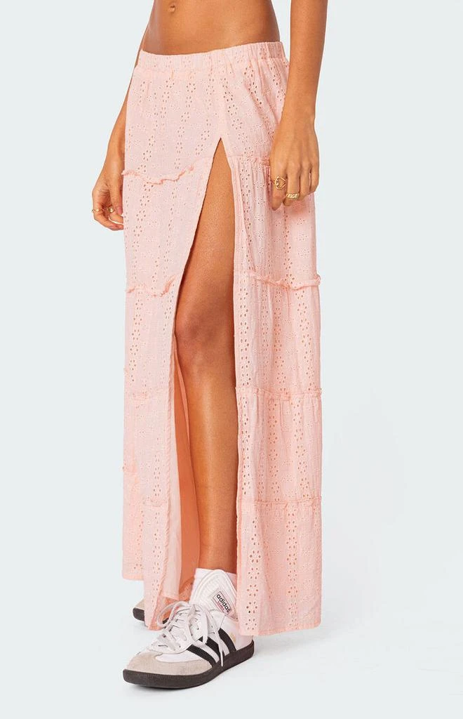 Edikted Tiered Eyelet Slitted Maxi Skirt 4