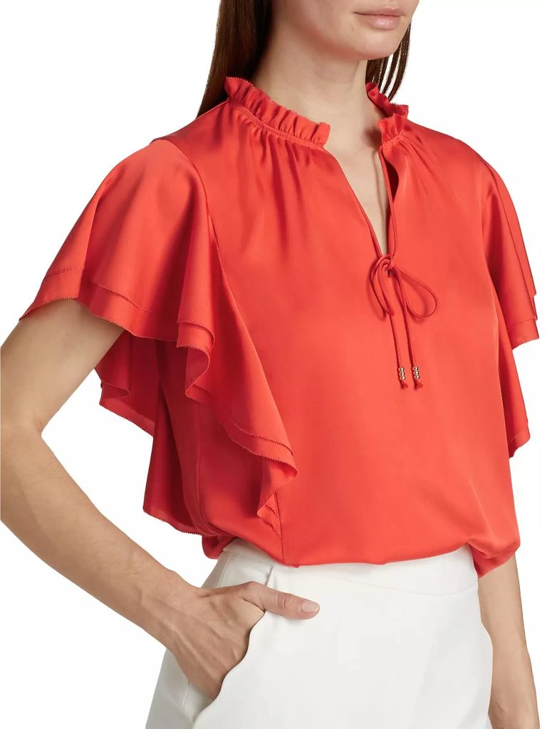 Tahari Viori Silk Flutter-Sleeve Blouse 6