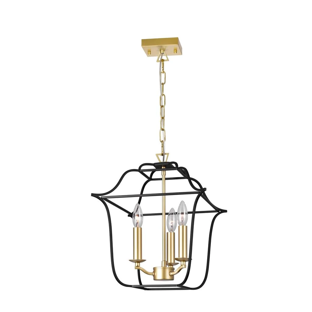 CWI Lighting Tudor 3 Light Pendant With Satin Gold 
Black Finish