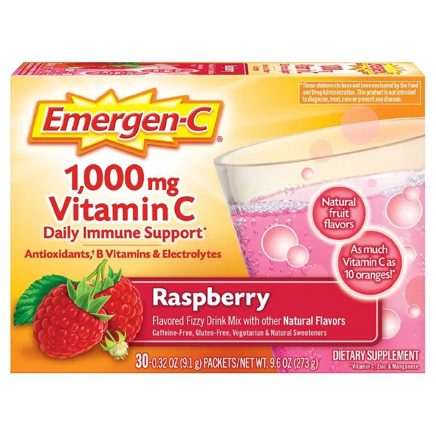 Emergen-C Daily Immune Support Drink with 1000 mg Vitamin C, Antioxidants, & B Vitamins Raspberry 1