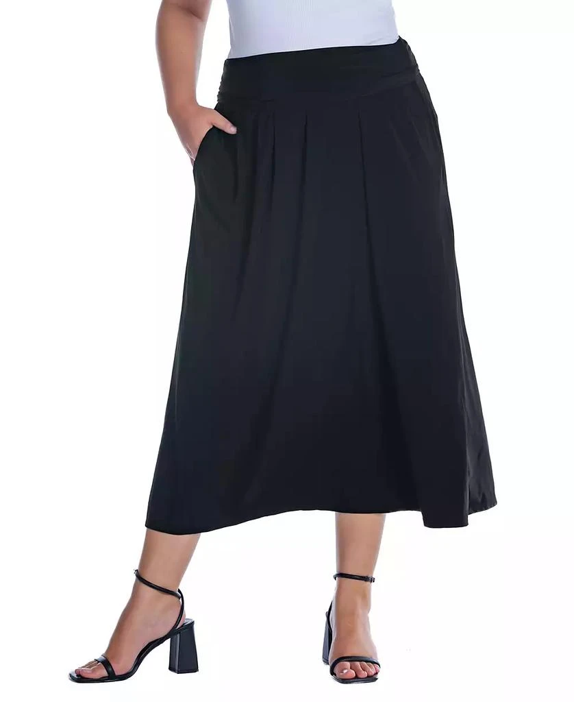 24seven Comfort Apparel Plus Size Foldover Maxi Skirt With Pockets 1