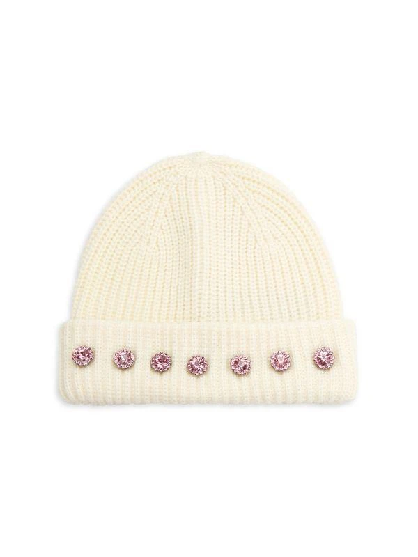 Kurt Geiger Faux Crystal Embellished Ribbed Beanie 1