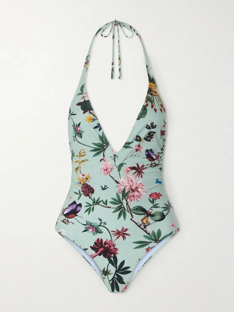 LA DOUBLE J Printed Halterneck Swimsuit