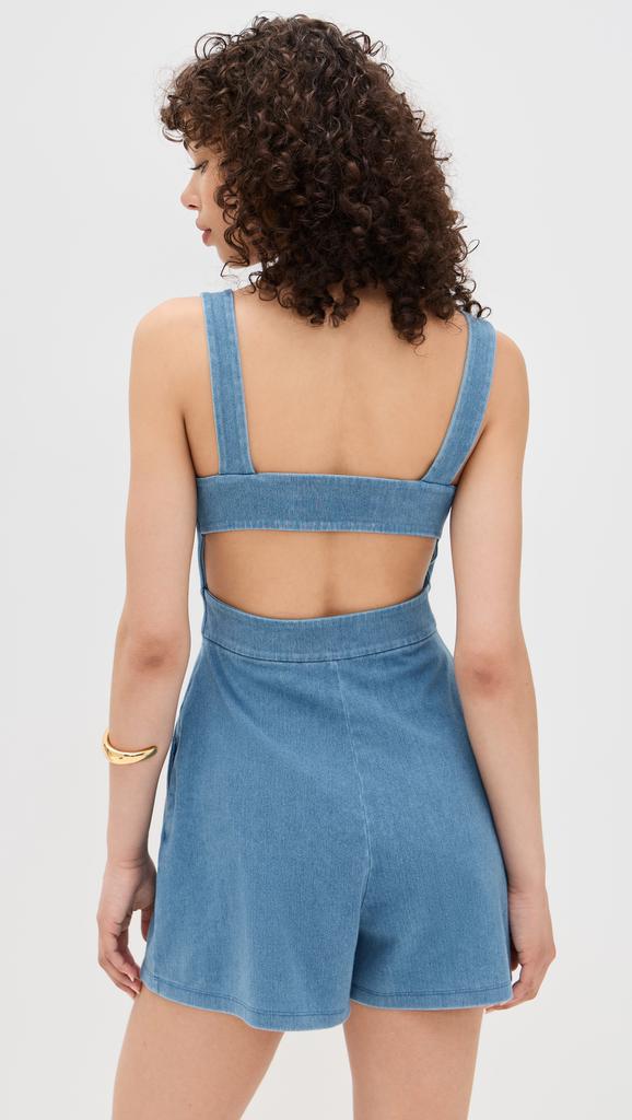 Susana Monaco Stretch Denim Apron Romper