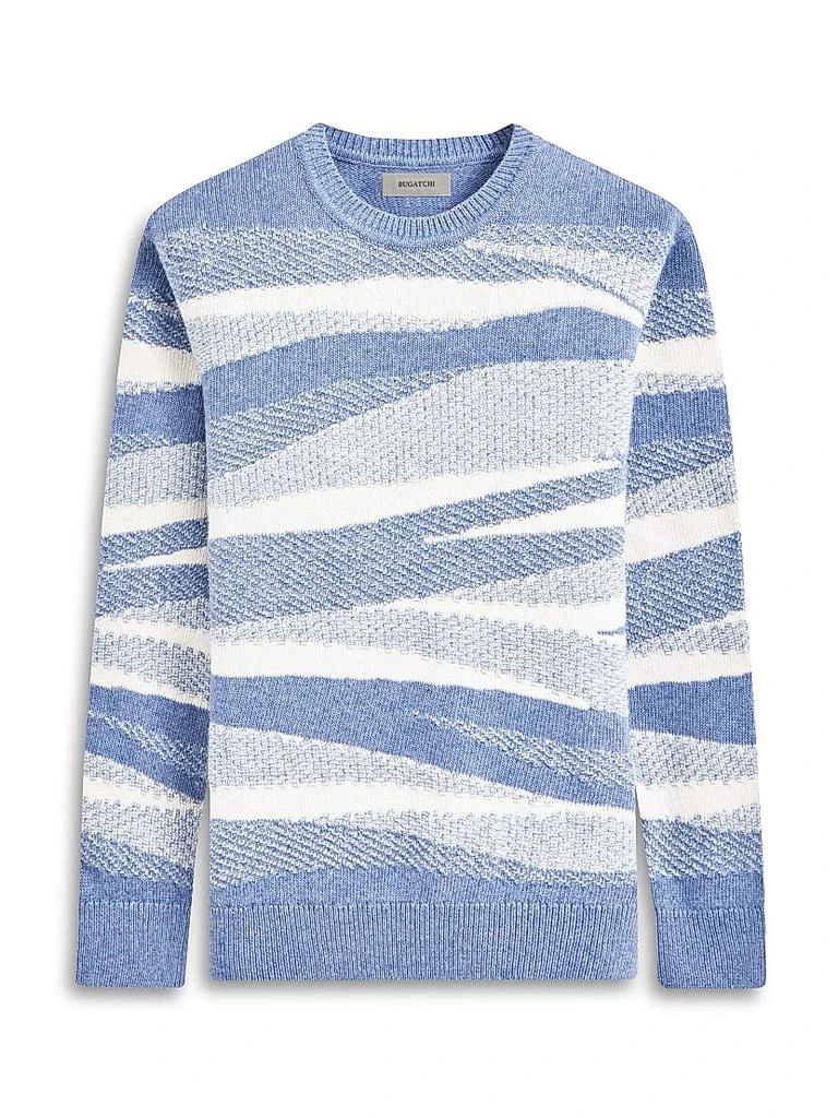 BUGATCHI Textured Stripe Crewneck Sweater 1