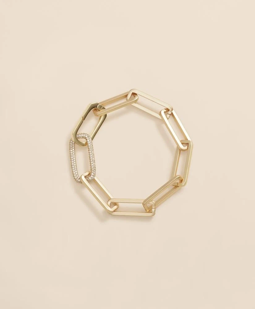 Brooks Brothers Loni Paul Gold Rectangle Paperclip Bracelet in 14K Plated Gold 1