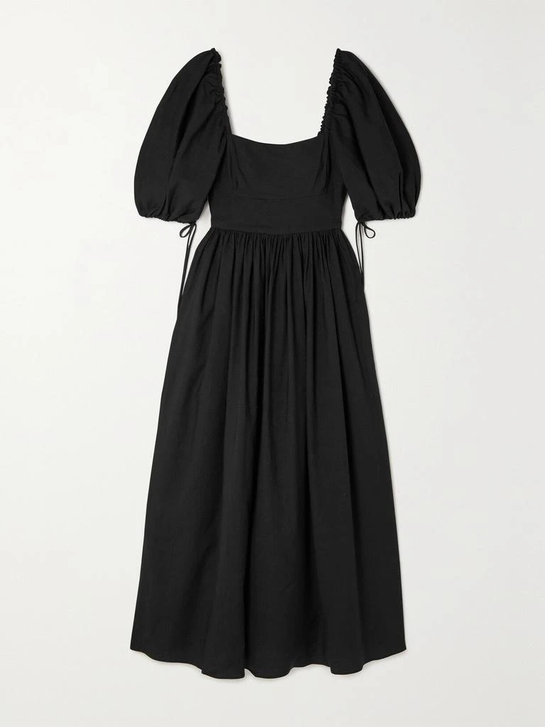 chinese dress ladies The Linen Short-Sleeve Scoop Midi Dress