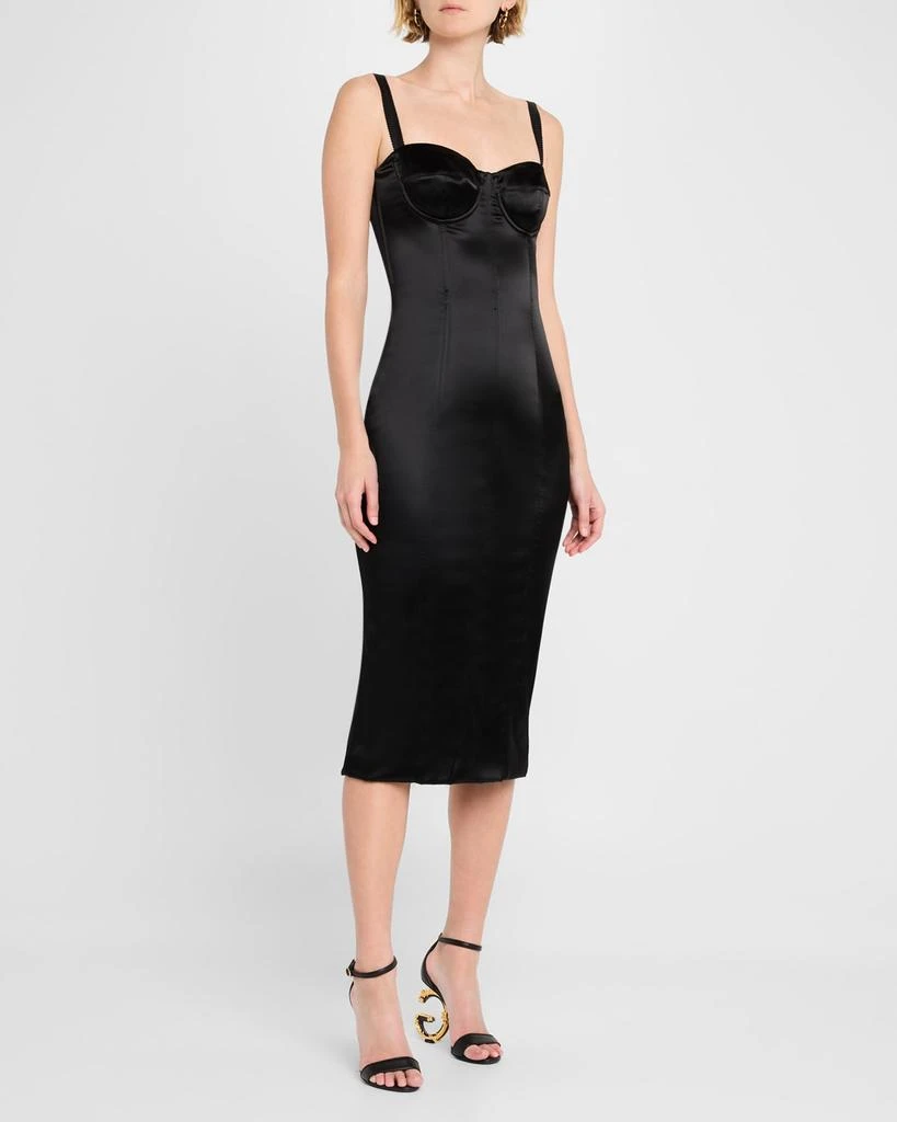 Dolce&Gabbana Corset Satin Stretch Longuette Midi Dress 4