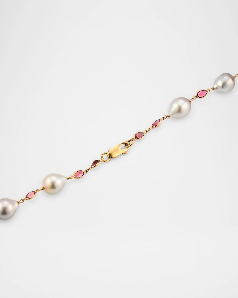 BELPEARL 18K Rose Gold South Sea and Tahitian Pearl Necklace with Pink Sapphire 4
