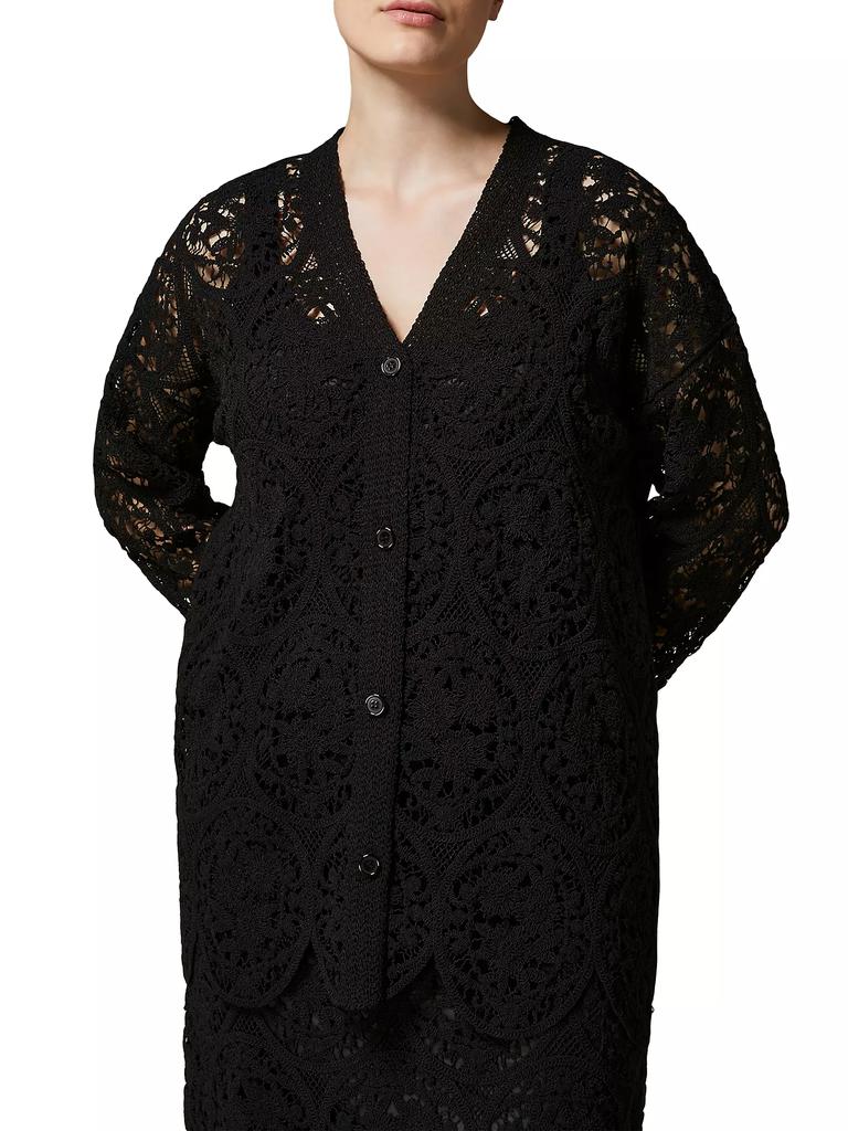 Marina Rinaldi Ardea Embroidered Lace Cardigan