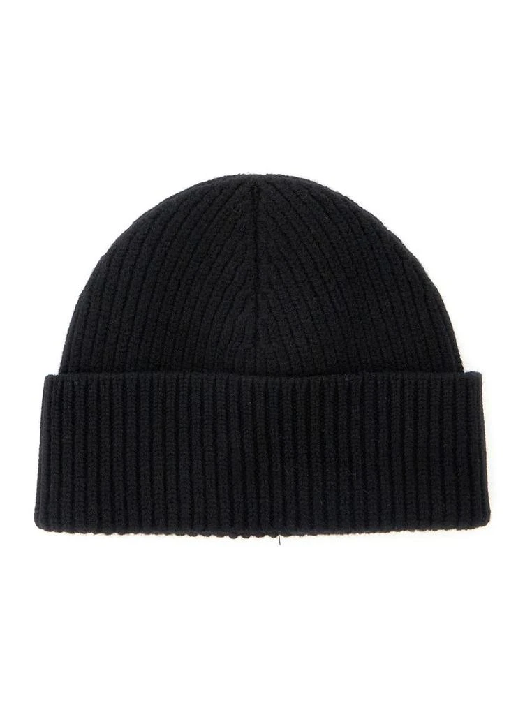 AMI Black Ribbed Knit Beanie With Logo Embroidery On The Front In Wool Man 2