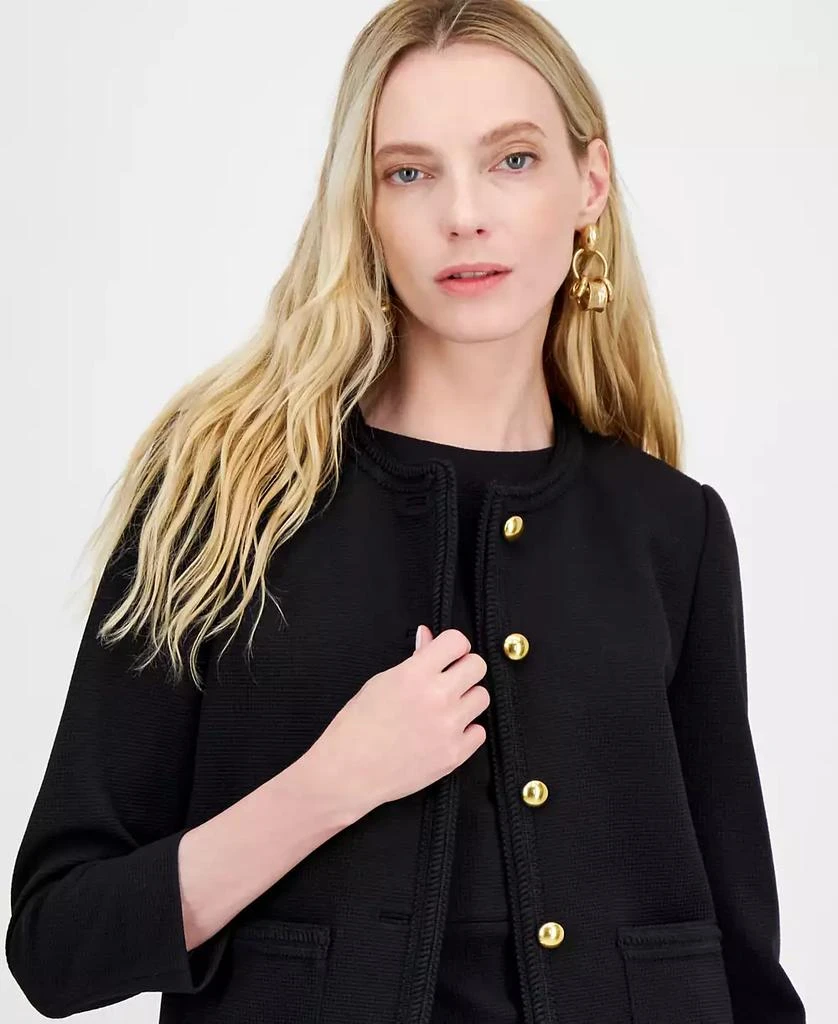 Women's Braid-Trim Textured Five-Button Jacket – On Sale Now with Up to ...