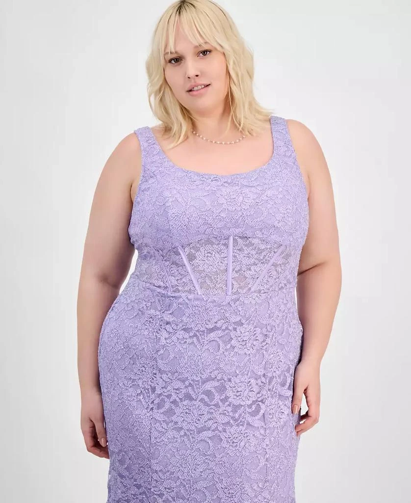 City Studios Trendy Plus Size Glitter Lace Gown 4