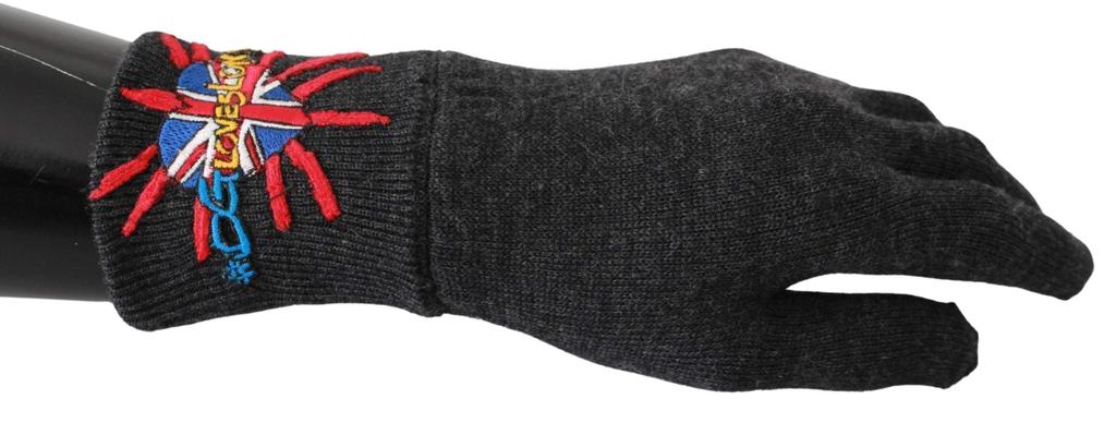Dolce & Gabbana Dolce & Gabbana  Gray #DGLovesLondon Embroidered Wool Gloves