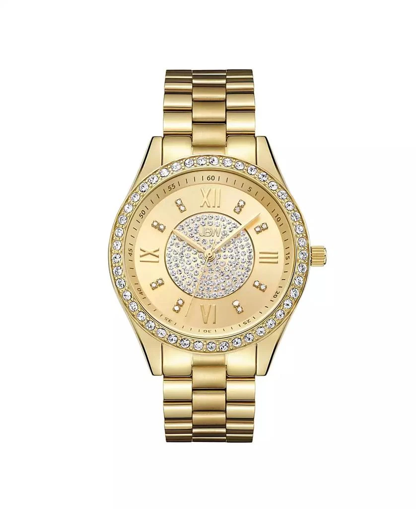 Jbw Women's Mondrian Jewelry Set Diamond (1/6 ct.t.w.) 18k Gold Plated Stainless Steel Watch 8