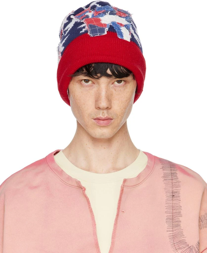 Who Decides War Red & Blue Window Skully Beanie 1