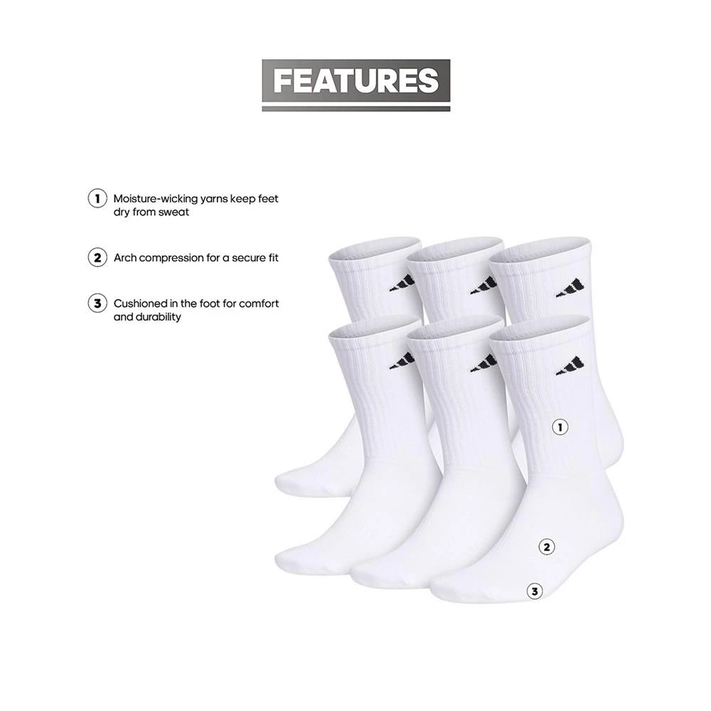 adidas Men's Cushioned Athletic 6-Pack Crew Socks 7