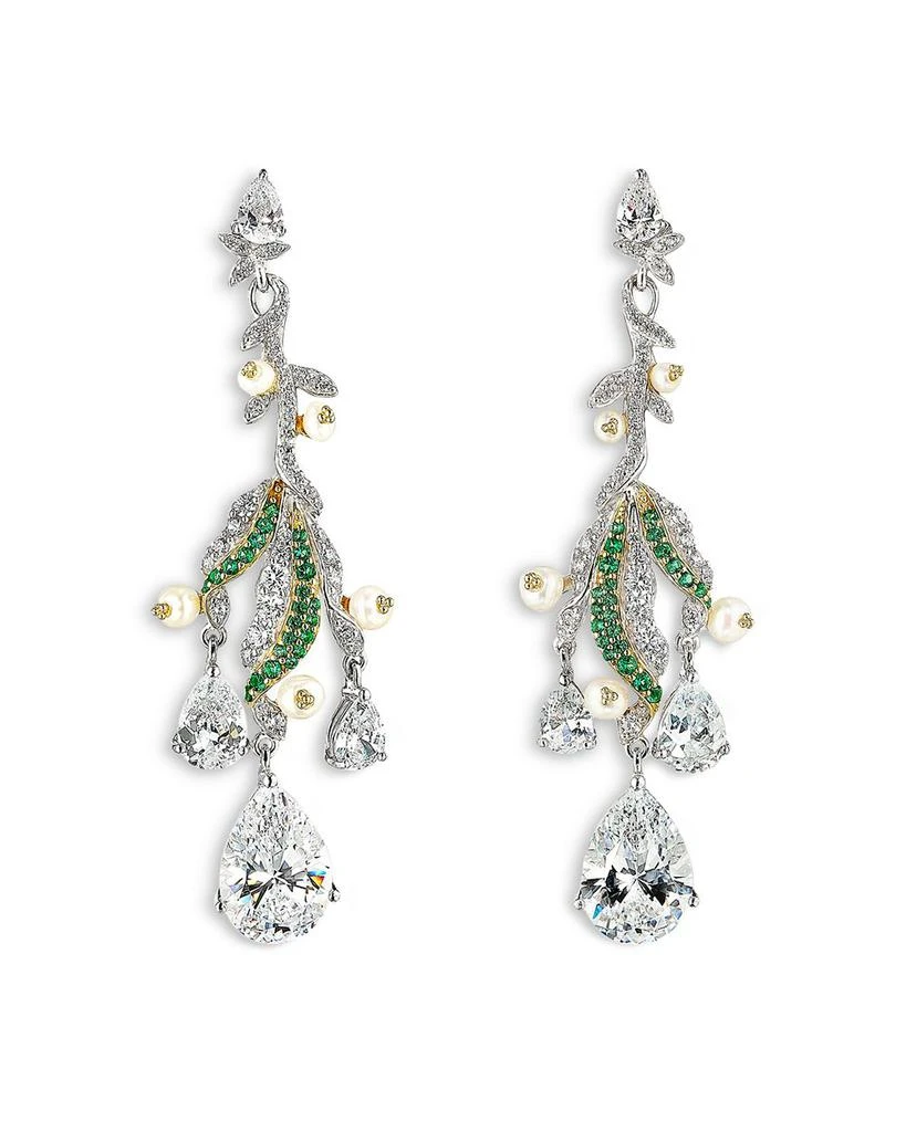 Anabela Chan Anabea Chain 18K Yellow Gold & Rhodium Vermeil English Garden Lab Created Emerald & Simulated Diamond Lily of the Valley Drop Earrings 1