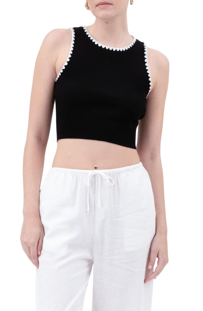 Blu Pepper Contrast Trim Sleeveless Top