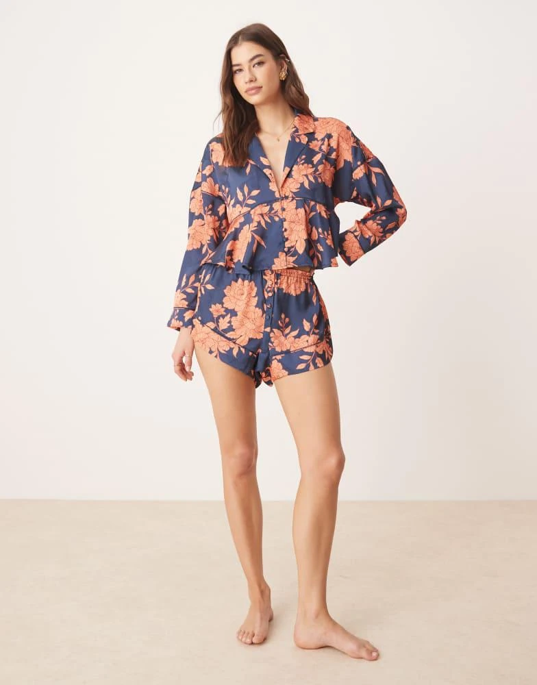 Free People Free People beauty sleep pyjama set in navy floral combo 1