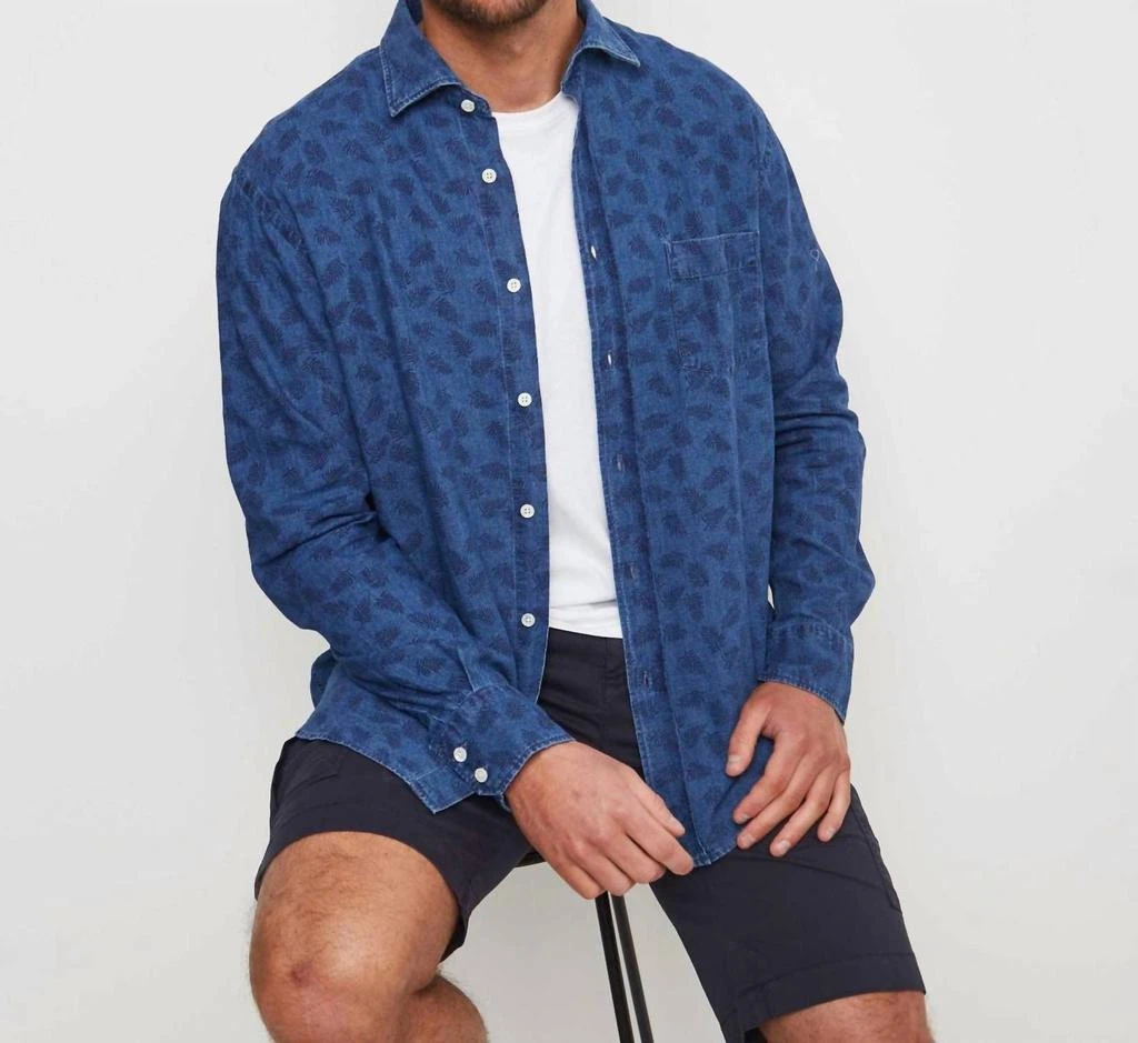 Hartford Paul Button Down Shirt In Indigo Print 2