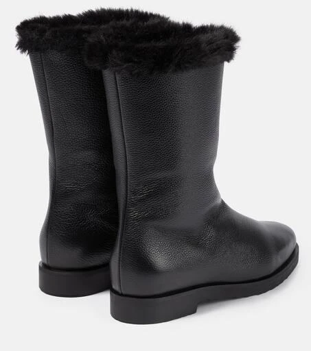 Totême Faux fur-lined leather ankle boots 3