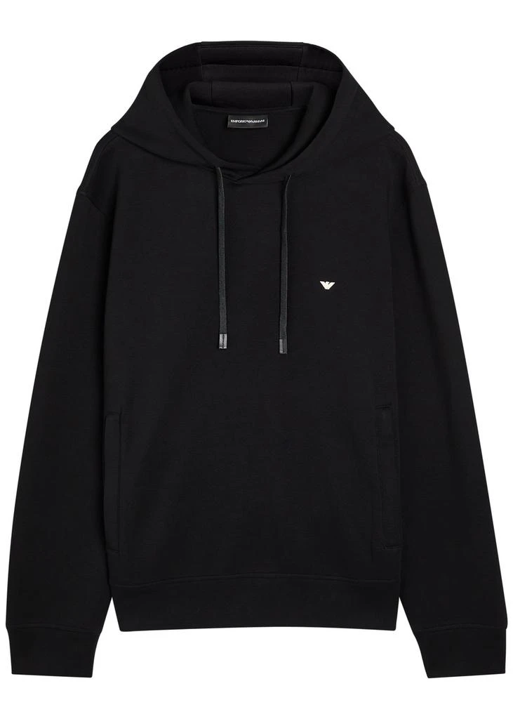 Emporio Armani Logo-embroidered hooded jersey sweatshirt