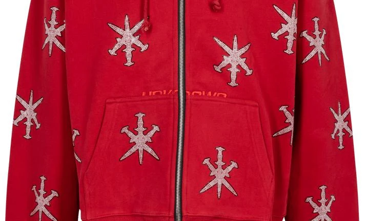Unknown UK Unknown UK Red Dagger Rhinestone Hoodie 3