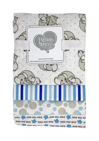 Precious Moments Baby Boys Appliquéd Set of 4 Receiving Blankets