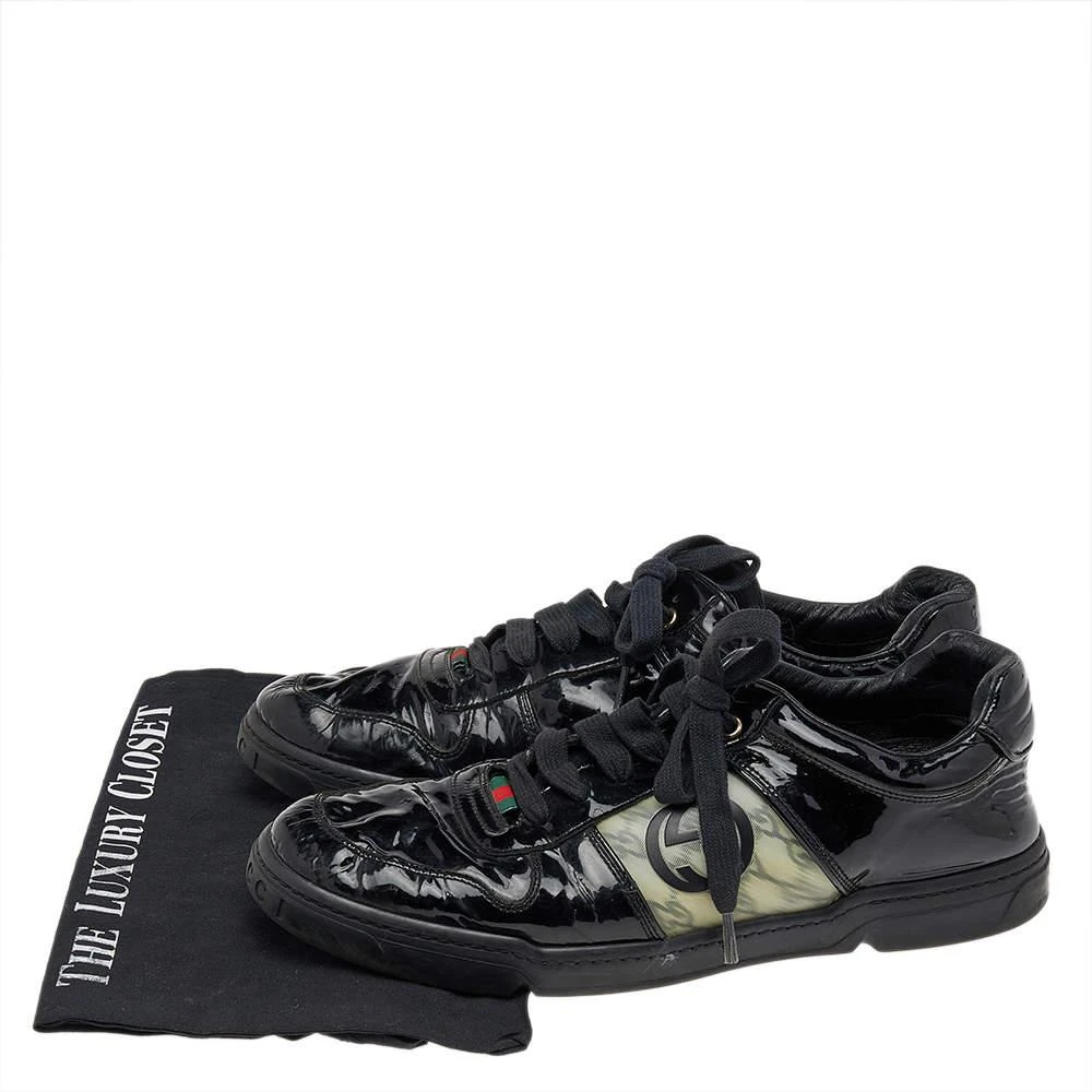 Gucci Gucci Black Patent Leather GG Low Top Sneakers Size 43.5 8