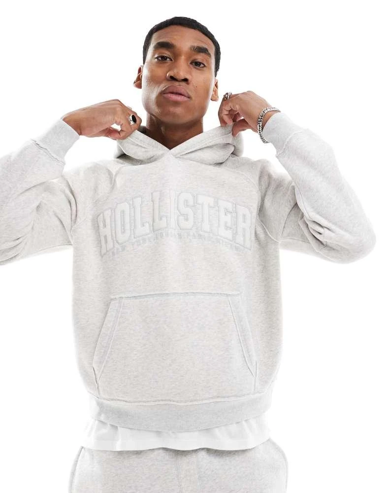 HOLLISTER Hollister boxy logo motif hoodie co-ord in grey 1