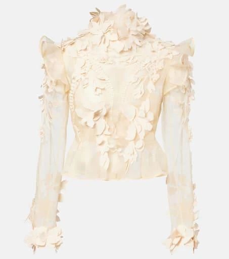 Zimmermann Hypnotic floral-appliqué silk blouse 1