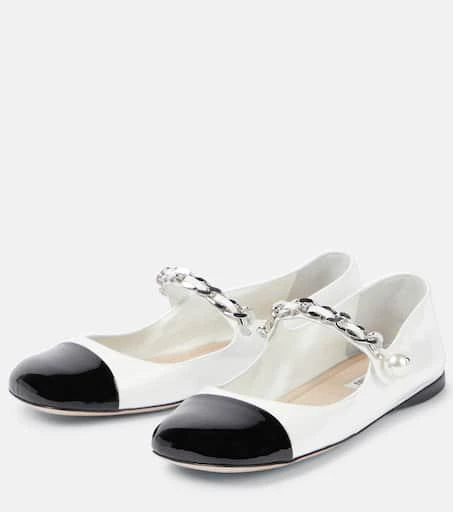 Miu Miu Embellished leather ballet flats 5