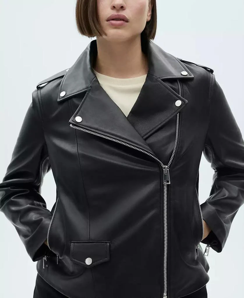 Mango Women's Leather Biker Jacket 7