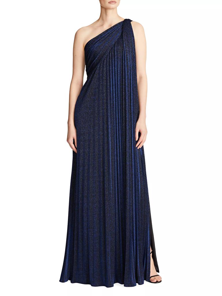 Halston Priya One-Shoulder Draped Gown