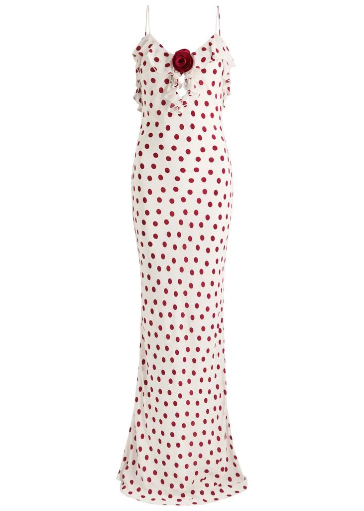 sachin and babi light blue dress Berylove Women Black White Graduation Dress with Ruffles Polka Dot Chiffon A Line Spaghetti Straps Summer Dress, Black White Dot / US14 main image 1