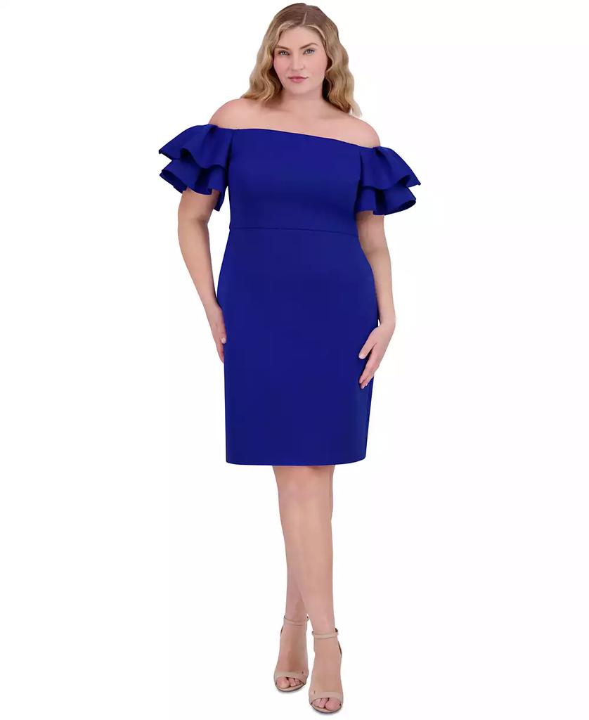 Eliza J Plus Size Ruffled Off-The-Shoulder Sheath Dress
