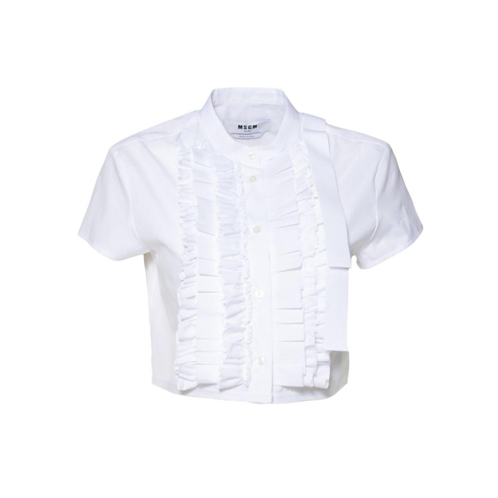 MSGM Cropped Ruffled Shirt