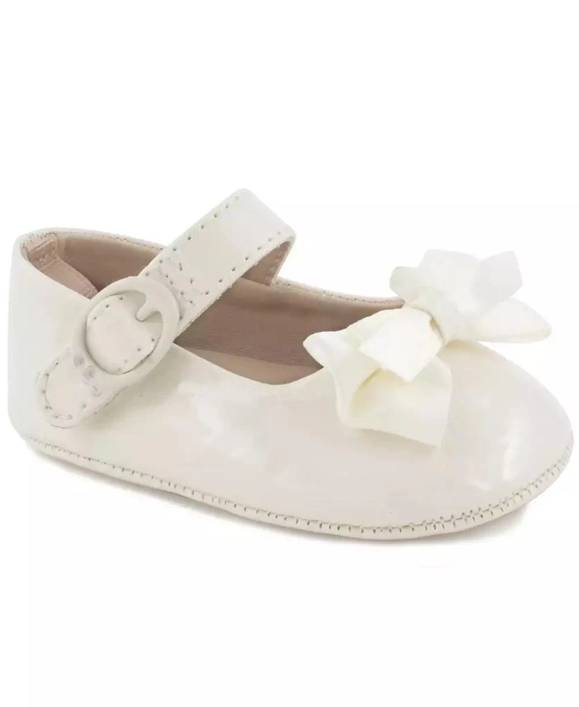 Baby Deer Baby Girl Patent Skimmer with Fancy Bow and Strap 1