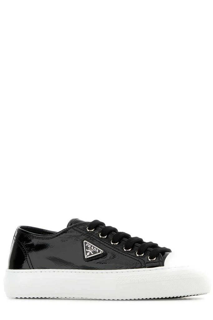 Shop Prada Triangle-Logo Lace-Up Sneakers on Sale at  display picture 3