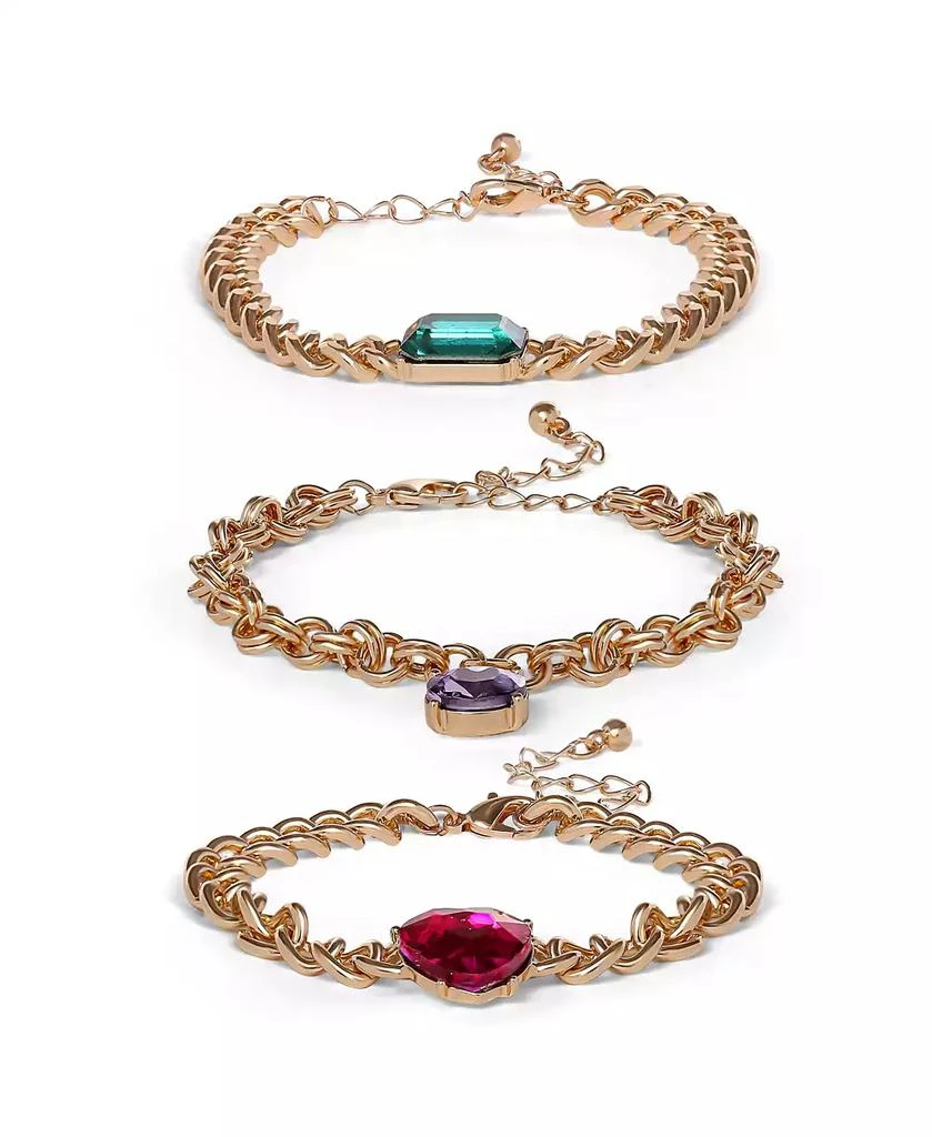 Jessica Simpson 3-Piece Chunky Gemstone Chain Bracelet Set 5