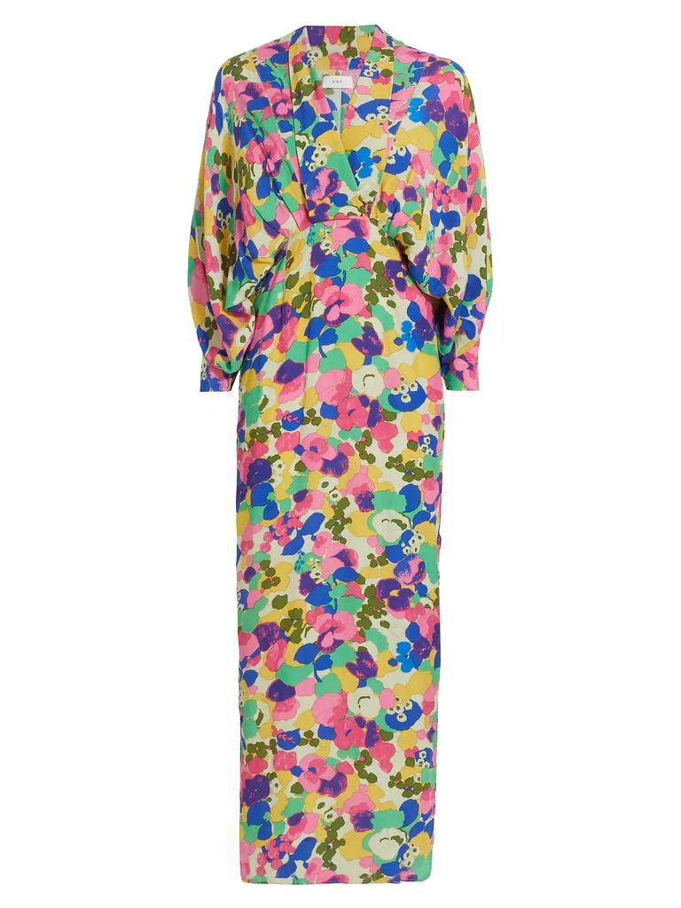 Safra Floral Sequin Embellished Draped Maxi Dress