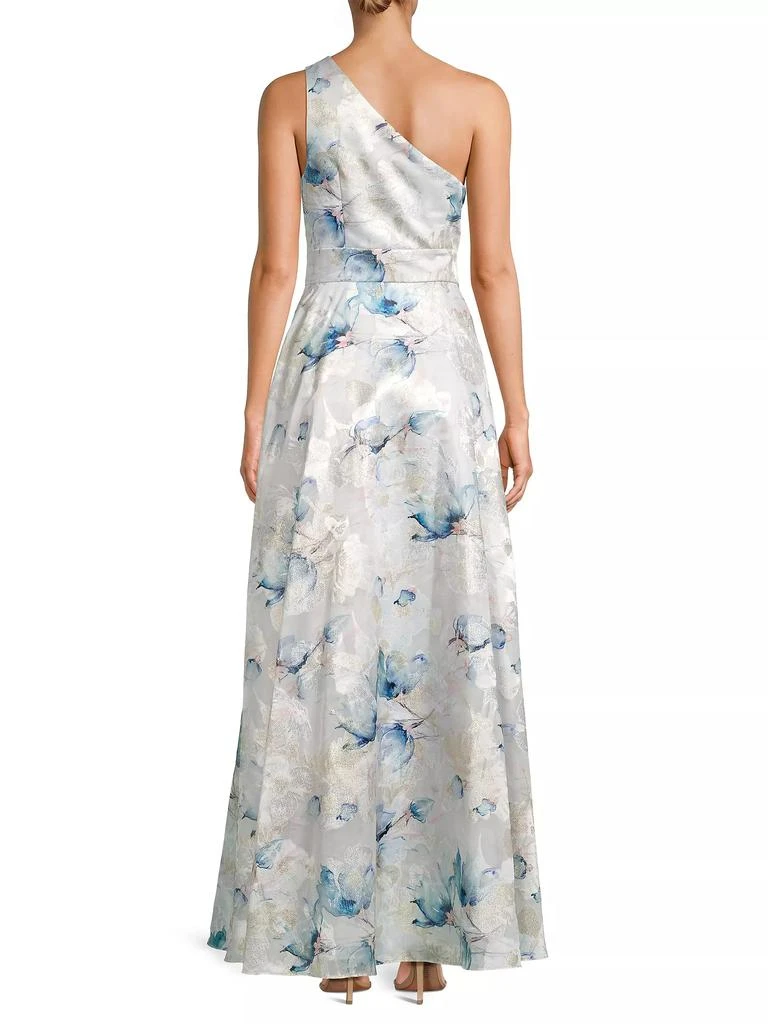 Aidan Mattox Floral Jacquard One-Shoulder Gown 5