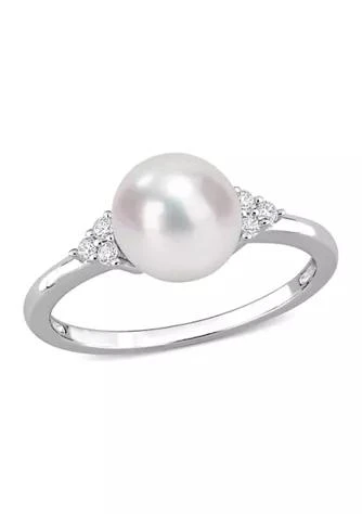 Belk
Co. 7.5-8mm Freshwater Cultured Pearl and 1/10 CT TGW White Cubic Zirconia Ring in Sterling Silver