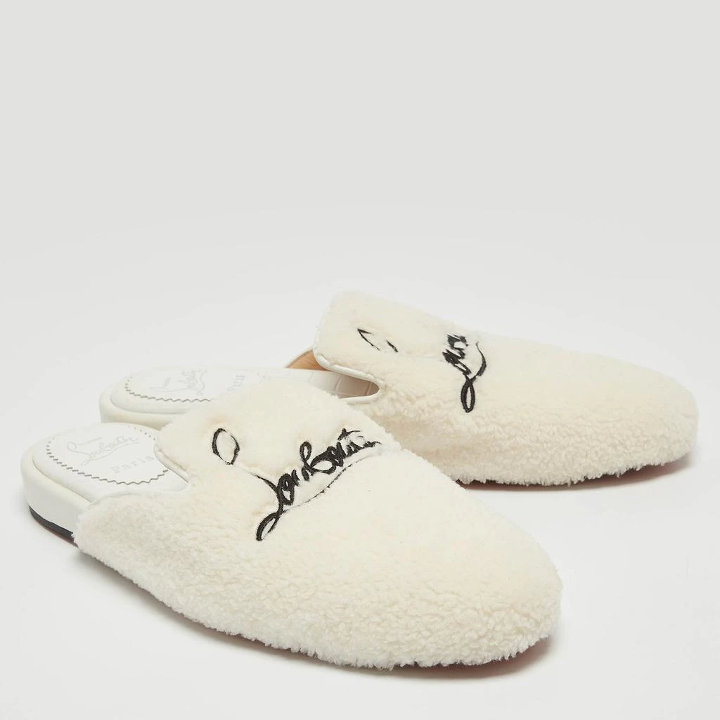Christian Louboutin Christian Louboutin White Fur Coolito Donna Flat Mules Size 39.5 4