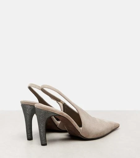 Brunello Cucinelli 80 Monili suede slingback pumps 2