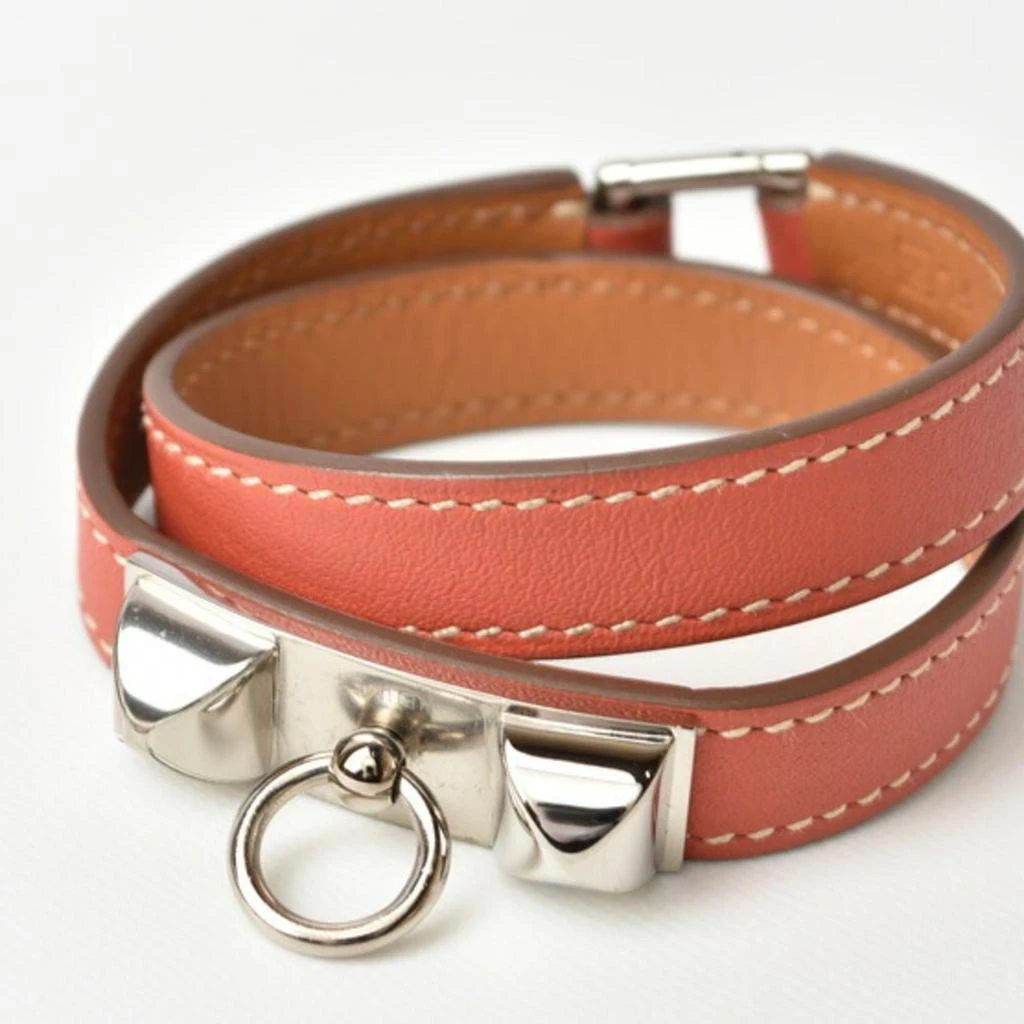 Hermes Medor pink Barenia Leather/Felt Leather Bangle (Pre-Owned)